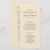 Chic Script Ivory Simple Minimal Wedding Programma (Voorkant / Achterkant)