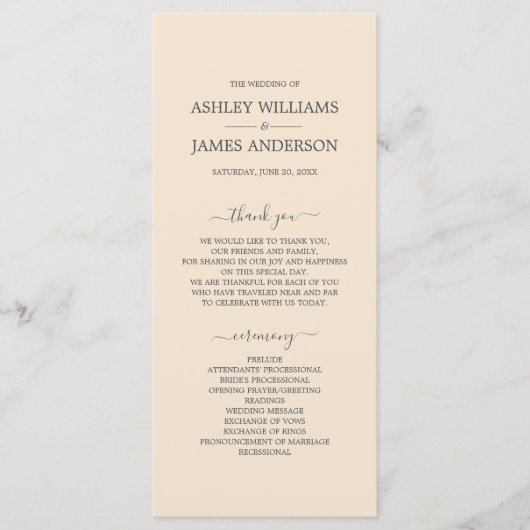 Chic Script Ivory Simple Minimal Wedding Programma (Voorkant)