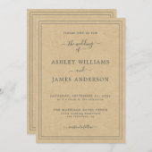 Chic Script Kraft Paper Wedding-uitnodiging Kaart (Voorkant / Achterkant)
