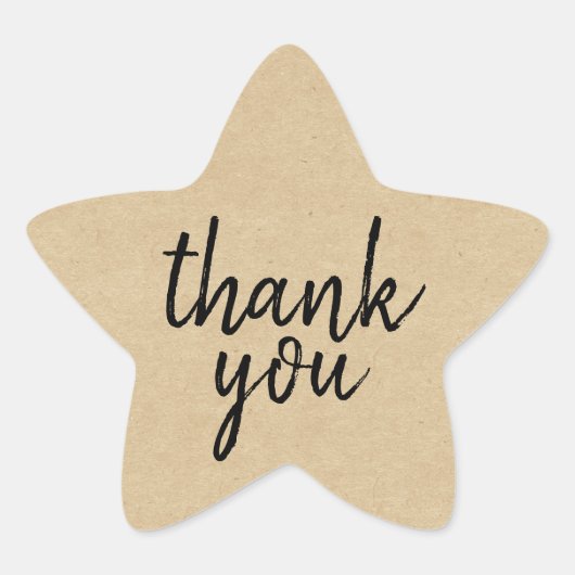 Chic Script Kraft Papier Bedankt Cadeau Ster Label (Voorkant)