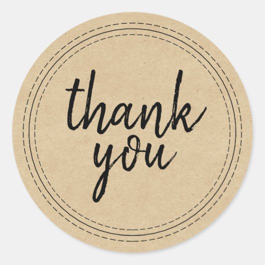 Chic script kraftpapier bedank je cadeaue label (Voorkant)