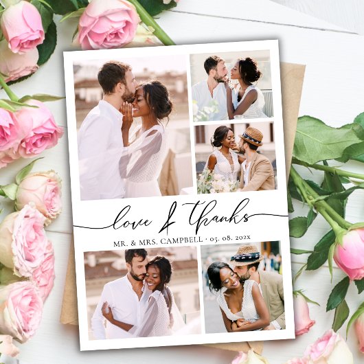 Chic Script Love et Merci Photo Collage Mariage