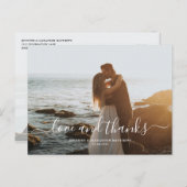 Chic Script Love Wedding Dank u Foto Briefkaart (Voorkant / Achterkant)