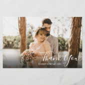 Chic Script Mariage 3 Photo Collage Carte de remer (Dos)