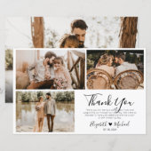 Chic Script Mariage 3 Photo Collage Carte de remer (Devant / Derrière)
