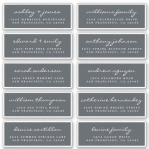 Chic Script Mariage noir Étiquette de adresse invi