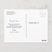 chic script merci typographie carte mariage (Dos)