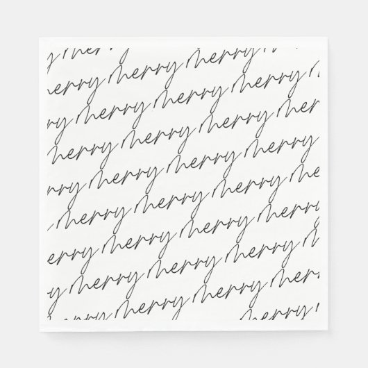 Chic Script Merry Kersttypografie Patroon Servet (Voorkant)