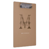 Chic Script Metallic Taupe Gold Monogram Klembord (Rechts)