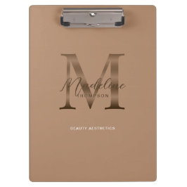 Chic Script Metallic Taupe Gold Monogram Klembord