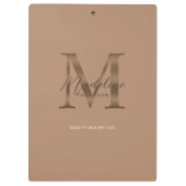 Chic Script Metallic Taupe Gouden Monogram Klembord (Achterkant)