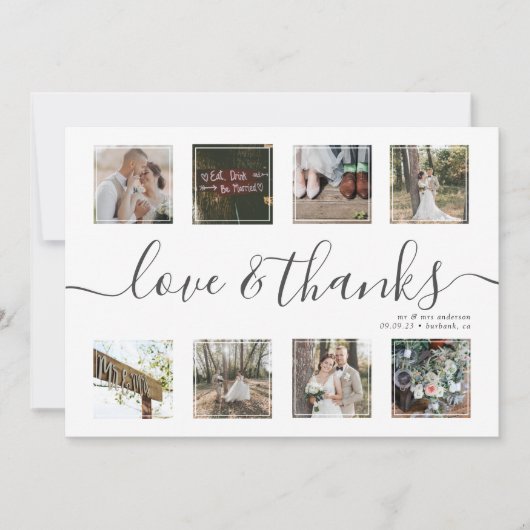 Chic Script Modern Photo Collage Mariage Merci (Devant)