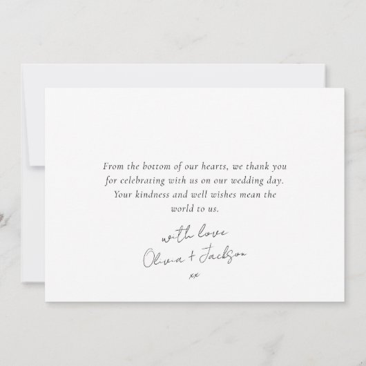 Chic Script Modern Photo Collage Mariage Merci (Dos)