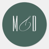 Chic Script Monogram Klassieke Trouwdag Ronde Sticker (Voorkant)