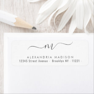 Chic Script Monogram Silver Gray Modern Typografie Etiket