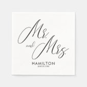 Chic Script Mr. & Mrs. Wedding Receptie Servetten (Voorkant)