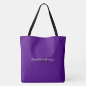 Chic Script Naam & Monogram Solid Indigo Paarse Draagtas (Achterkant)