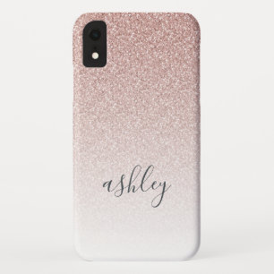 Chic Script Naam Pink Glitter Ombre Hoesje-Mate iP iPhone XR Hoesje
