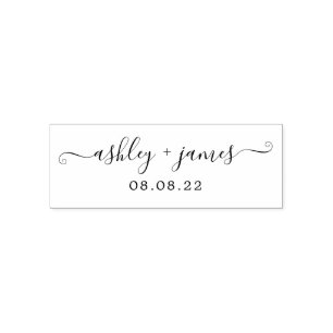 Chic script namen trouwdatum  zelfinktende stempel
