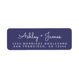 Chic Script Names Navy Blue Return Address Etiket