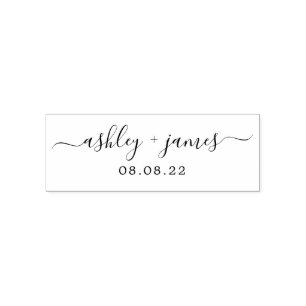 Chic Script Names Wedding Date Zelfinktende Stempel