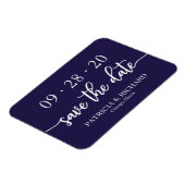Chic Script Navy Blue Wedding Save the Date Magneet (Linkerzijde)