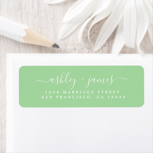 Chic Script Neo Mint Trouwretouradres Etiket (Insitu)