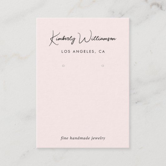 Chic Script Oorbel Roze Sieraden Display Kaart Visitekaartje (Voorkant)