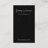 Chic Script Oorbel Zwarte Sieraden Display Kaart Visitekaartje (Voorkant)