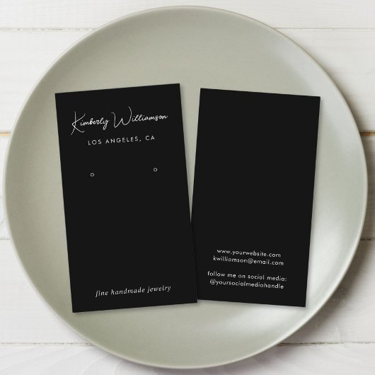 Chic Script Oorbel Zwarte Sieraden Display Kaart Visitekaartje