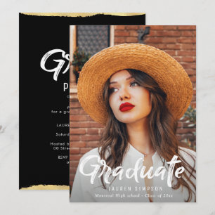 Chic script overlay afstudeerfeest uitnodiging