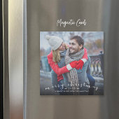 Chic Script Overlay Magnetic Christmas Photo Card