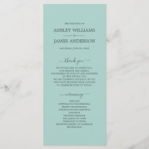 Chic Script Pastel Blue Simple Minimal Wedding Programma