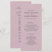 Chic Script Pastel Paars Eenvoudig Minimaal Huweli Programma (Voorkant / Achterkant)