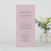 Chic Script Pastel Paars Eenvoudig Minimaal Huweli Programma (Staand voorkant)