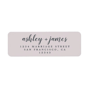 Chic Script Pastel Paarse Huwelijks Retouradres Etiket