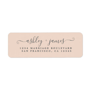 Chic Script Pastel Pink Weduwadres teruggeven Etiket