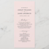 Chic Script Pastel Roze Eenvoudige minimale bruilo Programma (Voorkant)