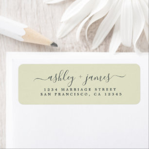 Chic Script Pastelgroene Huwelijks Retouradres Etiket