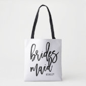 Chic Script Persoonlijke Bridesmaid Tote Bag (Voorkant)