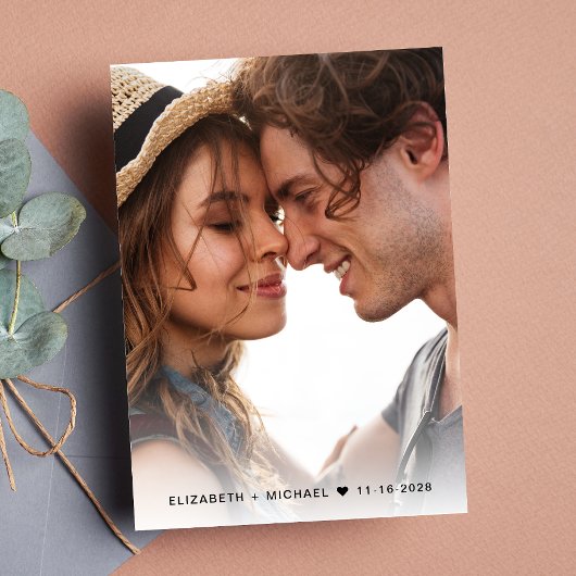 Chic Script Photo Cream Save The Date