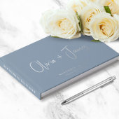Chic Script Photo Dusty Mariage bleu