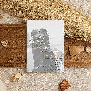 Chic Script Photo Fête des mariées Foil Invitation