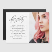 Chic Script Photo Graduation Invitation magnétique (Devant / Derrière)