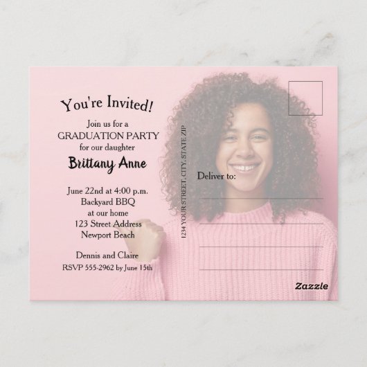 Chic Script Photo Graduation Party Invitation (Dos)