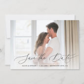 Chic Script Photo Wedding Save the Date (Voorkant)