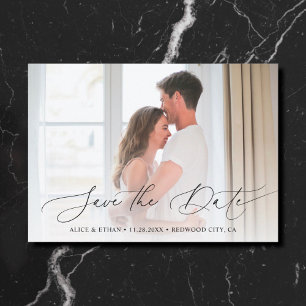 Chic Script Photo Wedding Save the Date