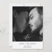 Chic Script Photo Wedding Save the Date Feestdagenkaart (Voorkant)