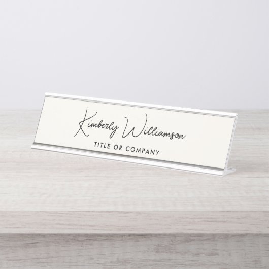 Chic Script Professional Cream Bureau Naambordje (Voorkant)