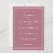 Chic Script Purple Cassis Wedding invitation Kaart (Voorkant)